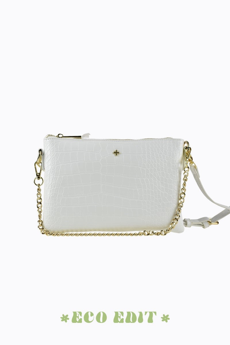 Peta + Jain Quincy Crossbody Bag with Chain [COLOUR:White croc/gold]