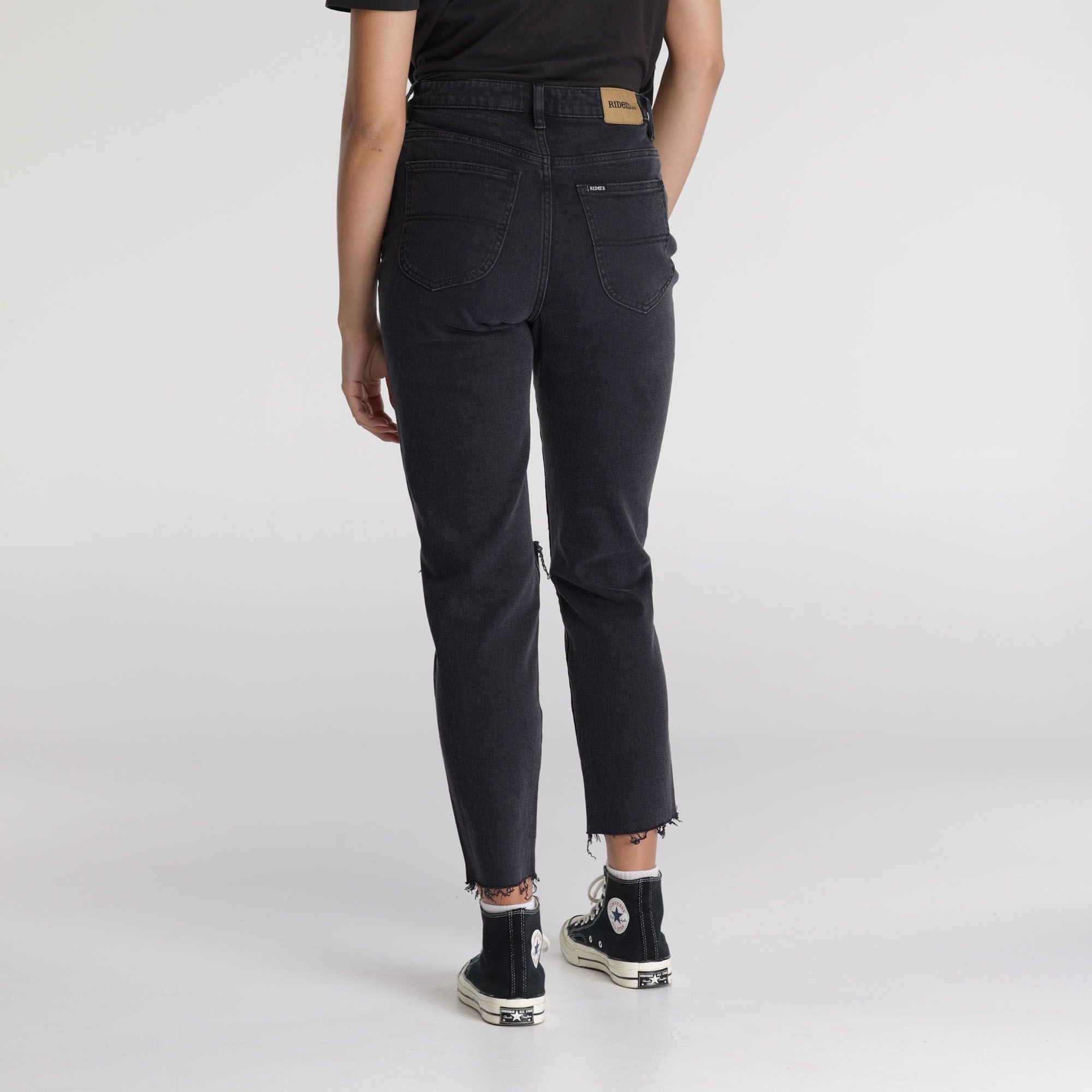 Riders Hi Mom Jean [COLOUR:Washed black SIZE:6]