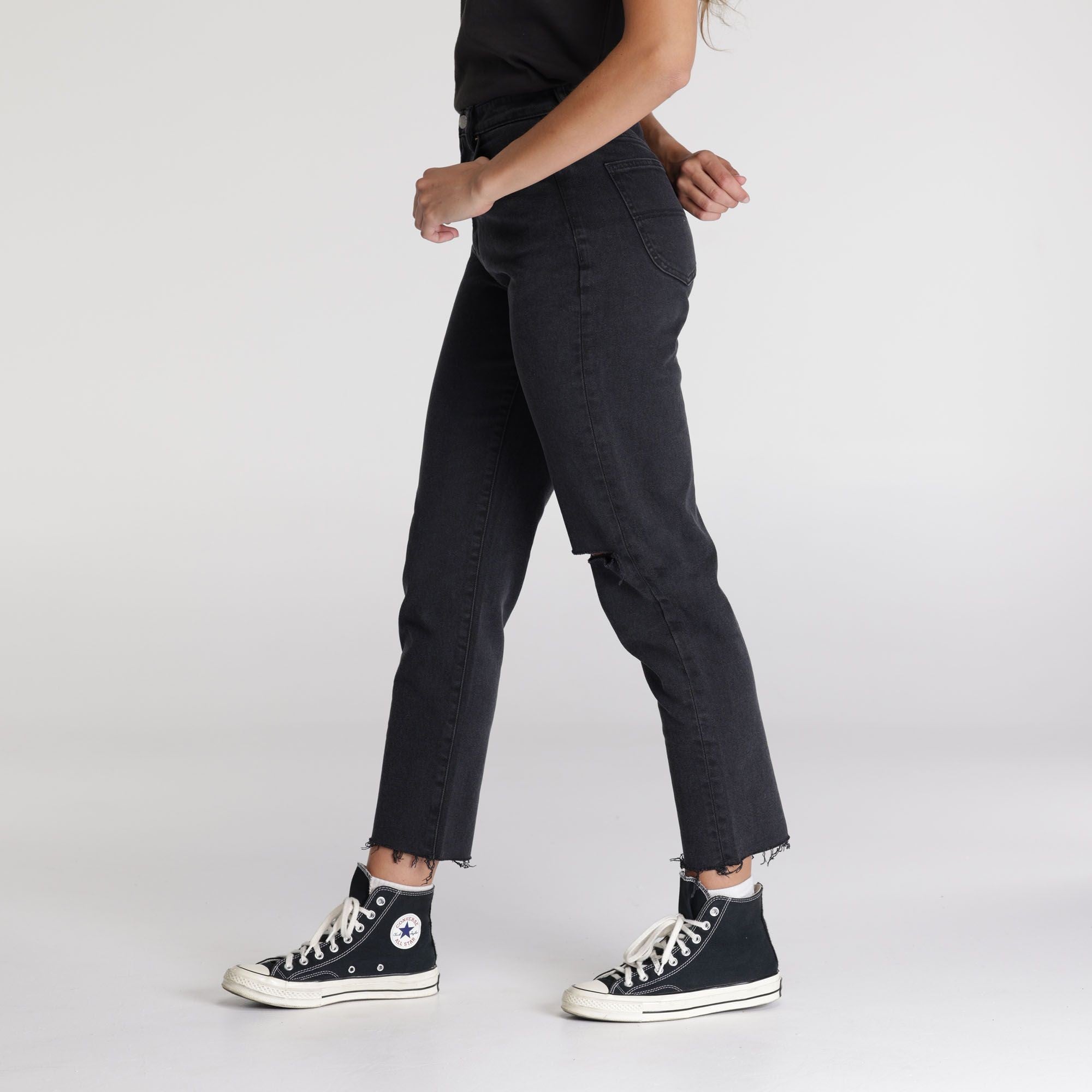 Riders Hi Mom Jean [COLOUR:Washed black SIZE:6]