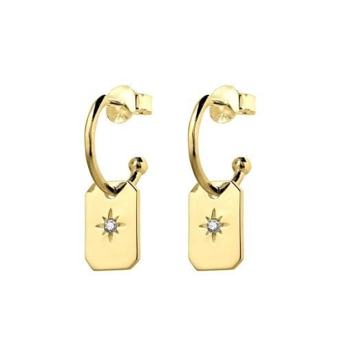 DPI Lucie Stud Hoop Earring w Diamonte [COLOUR:Gold Plate]