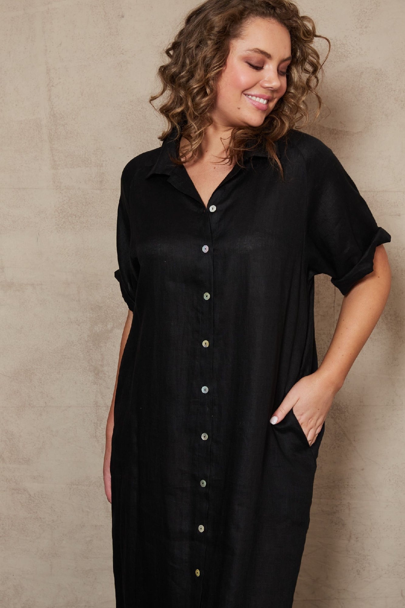 Eb & Ive Studio Shirt Dress [COLOUR:Ebony SIZE:S]