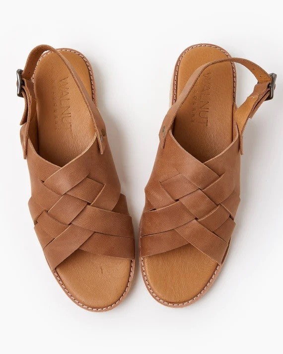 Walnut Emma Leather Sandal [COLOUR:Tan SIZE:37]