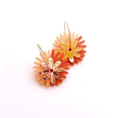 Martha Jean Pom Pom Flower Earrings [COLOUR:Peach/Rose Gold]