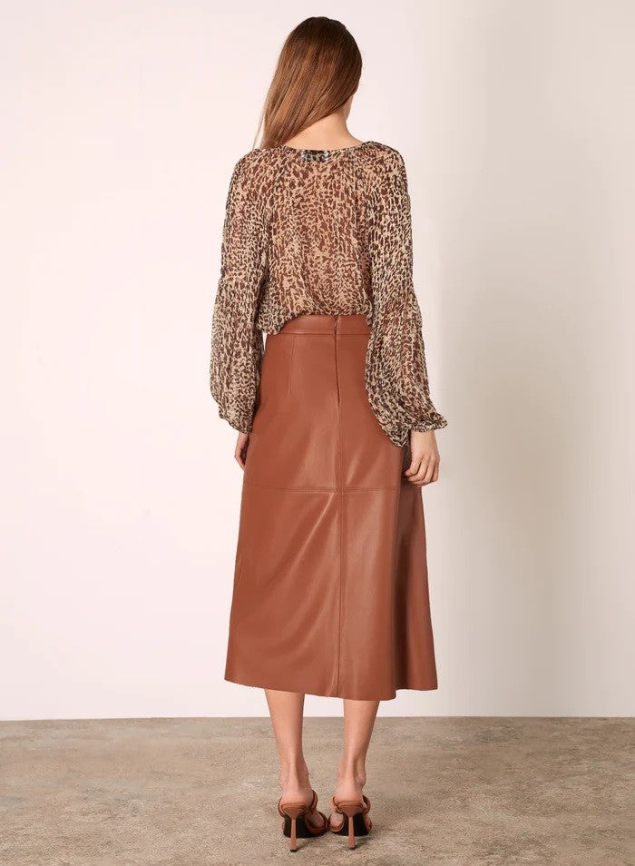 Esmaee Pipa Midi Skirt [COLOUR:Chestnut SIZE:S]