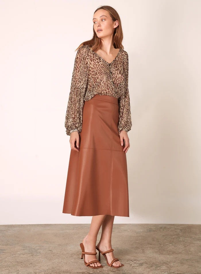 Esmaee Pipa Midi Skirt [COLOUR:Chestnut SIZE:S]