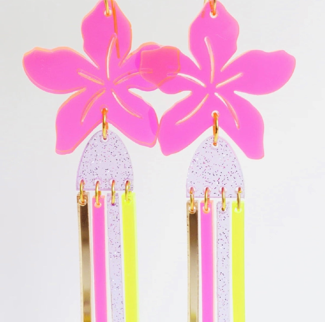 Hagen & Co Garden Party Earring - Neon Pink