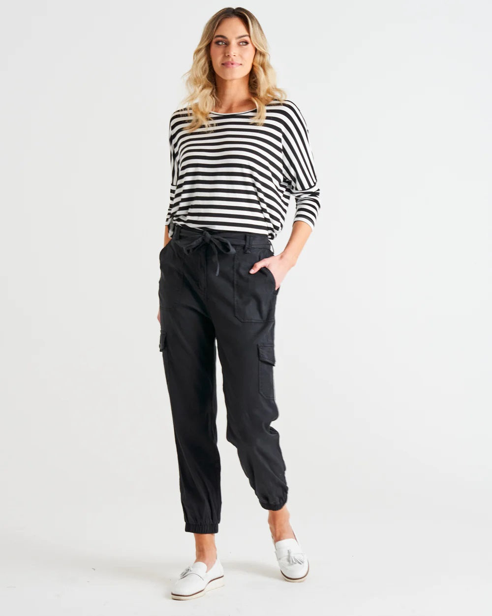 Betty Basics Canterbury Lycoll Cargo Pant [COLOUR:Charcoal SIZE:10]