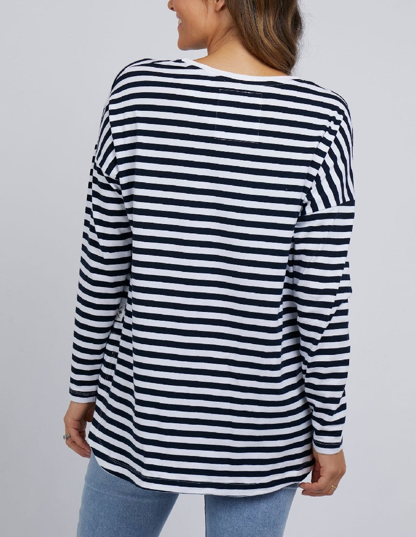 Elm Lauren Stripe L/S Tee [COLOUR:Navy + White Stripe SIZE:8]