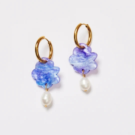 Martha Jean Cloud + Pearl Earrings - Lilac