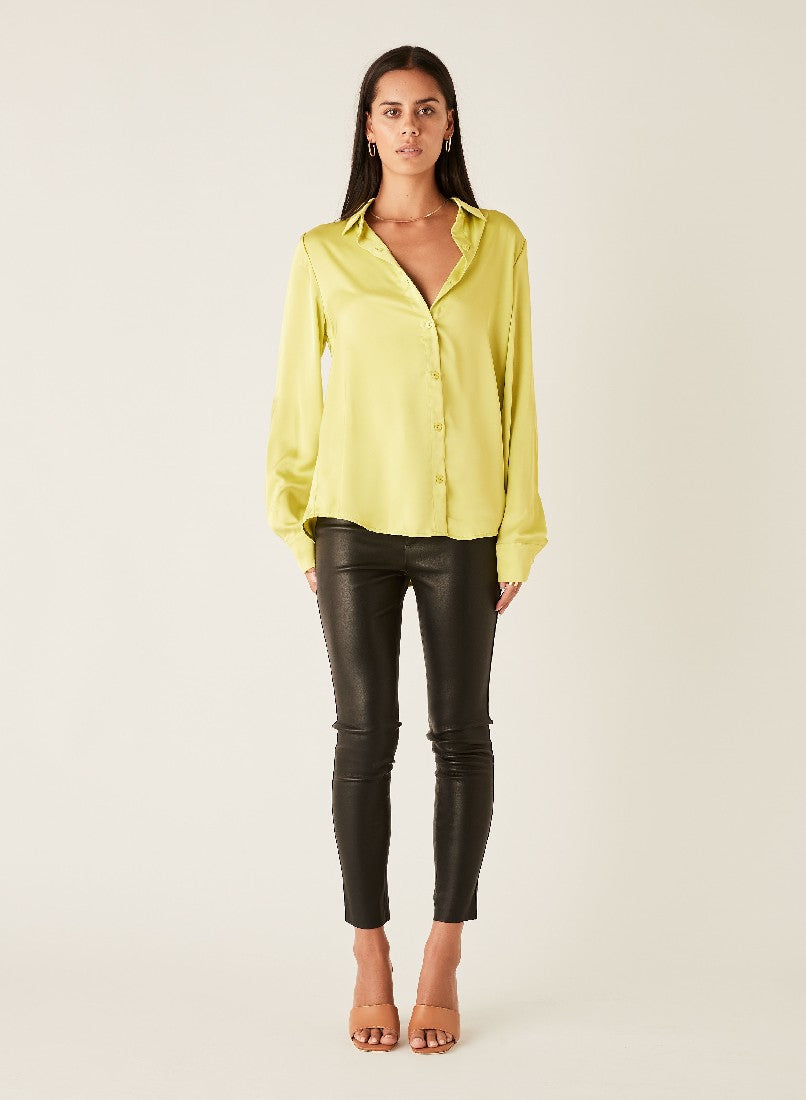 Esmaee Alice Satin Shirt [COLOUR:Chartreuse SIZE:S]