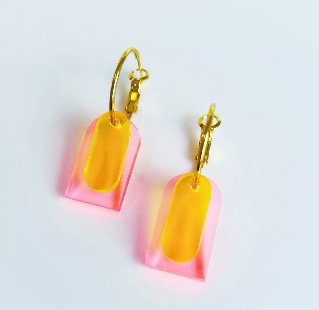 Hagen & Co Daybreak Earrings - Pink/Yellow