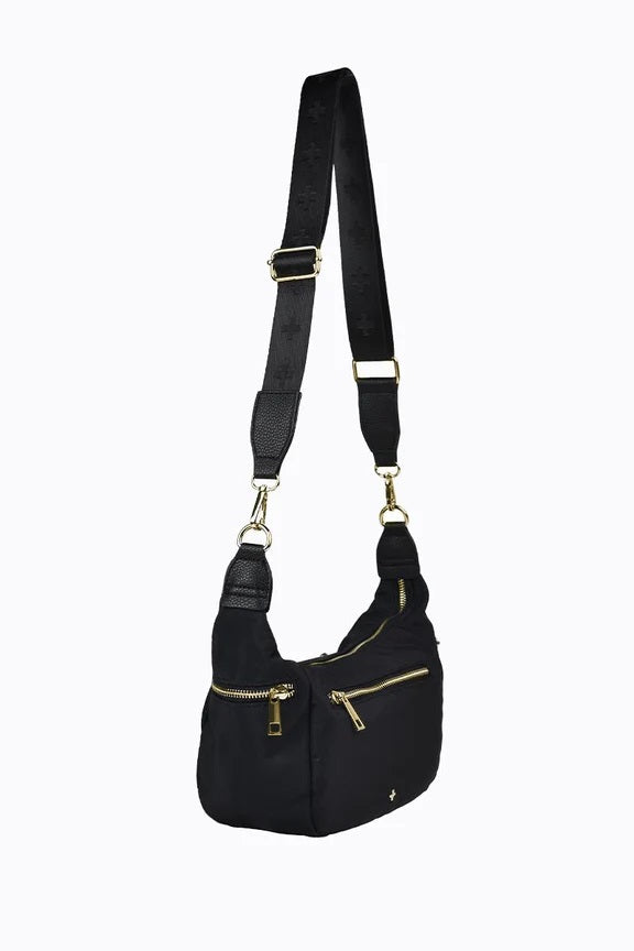 Peta + Jain Ruma Crossbody Slouch Bag [COLOUR:Black Nylon + Gold]