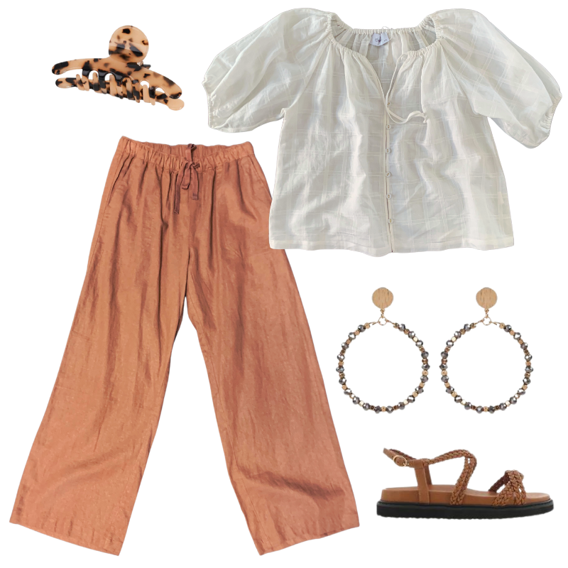 Carbon Isla Linen Pant [COLOUR:Toffee   SIZE:Xs/s] | Little Extras | Women's Clothing Online