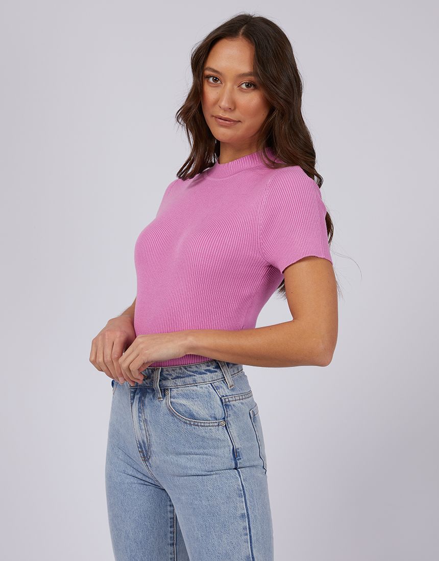 Silent Theory Freya Short Sleeve Top [COLOUR:Bright Pink SIZE:6]