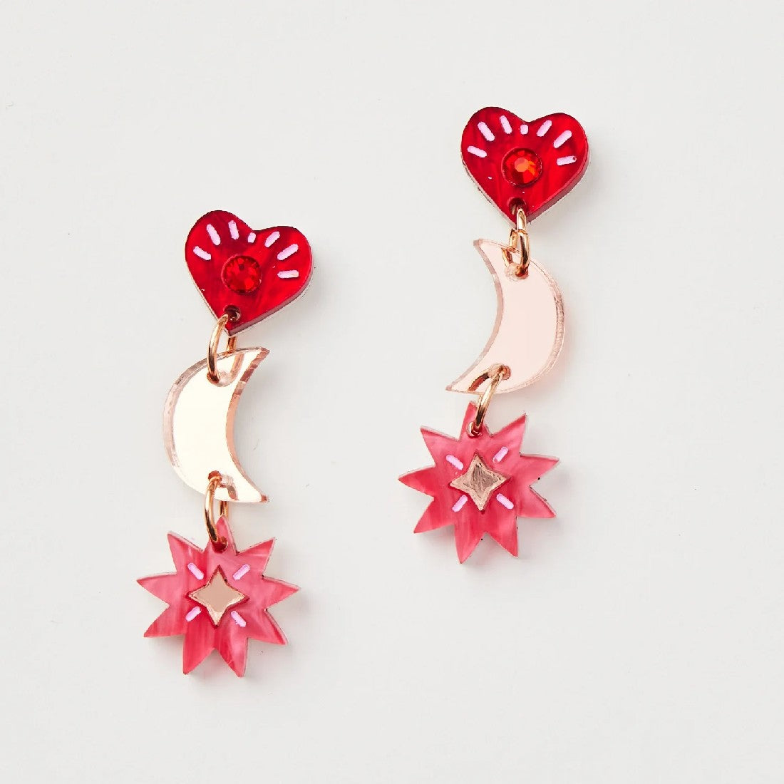 Martha Jean Mia Earrings [COLOUR:Pink/red]
