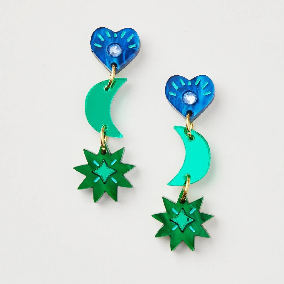 Martha Jean Mia Earrings [COLOUR:Green/Blue]