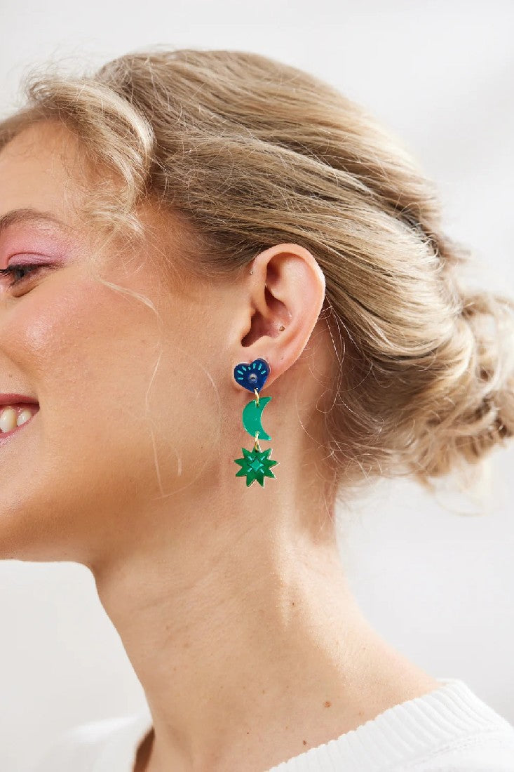 Martha Jean Mia Earrings [COLOUR:Green/Blue]