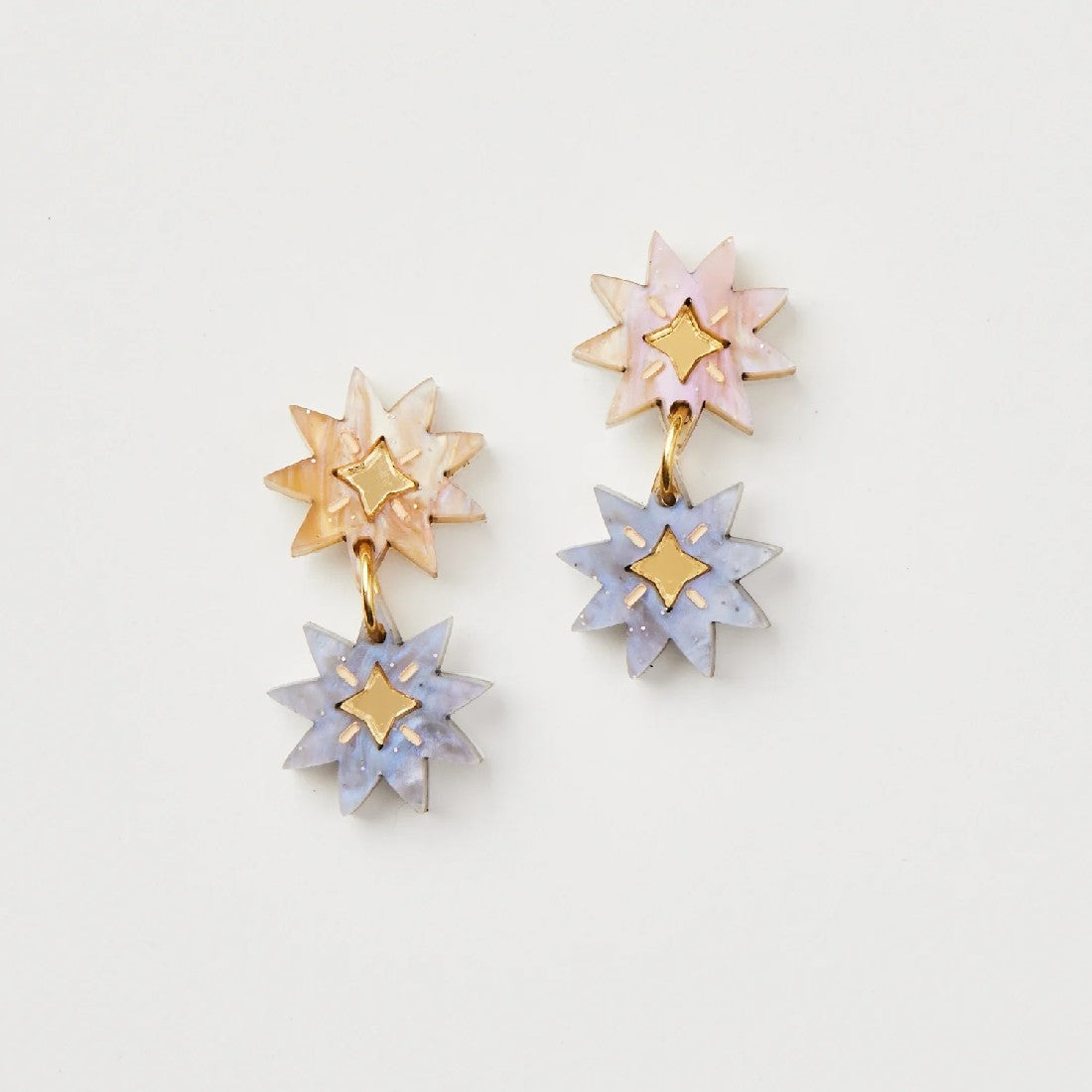 Martha Jean Double Stars Earrings [COLOUR:Gold/Grey]