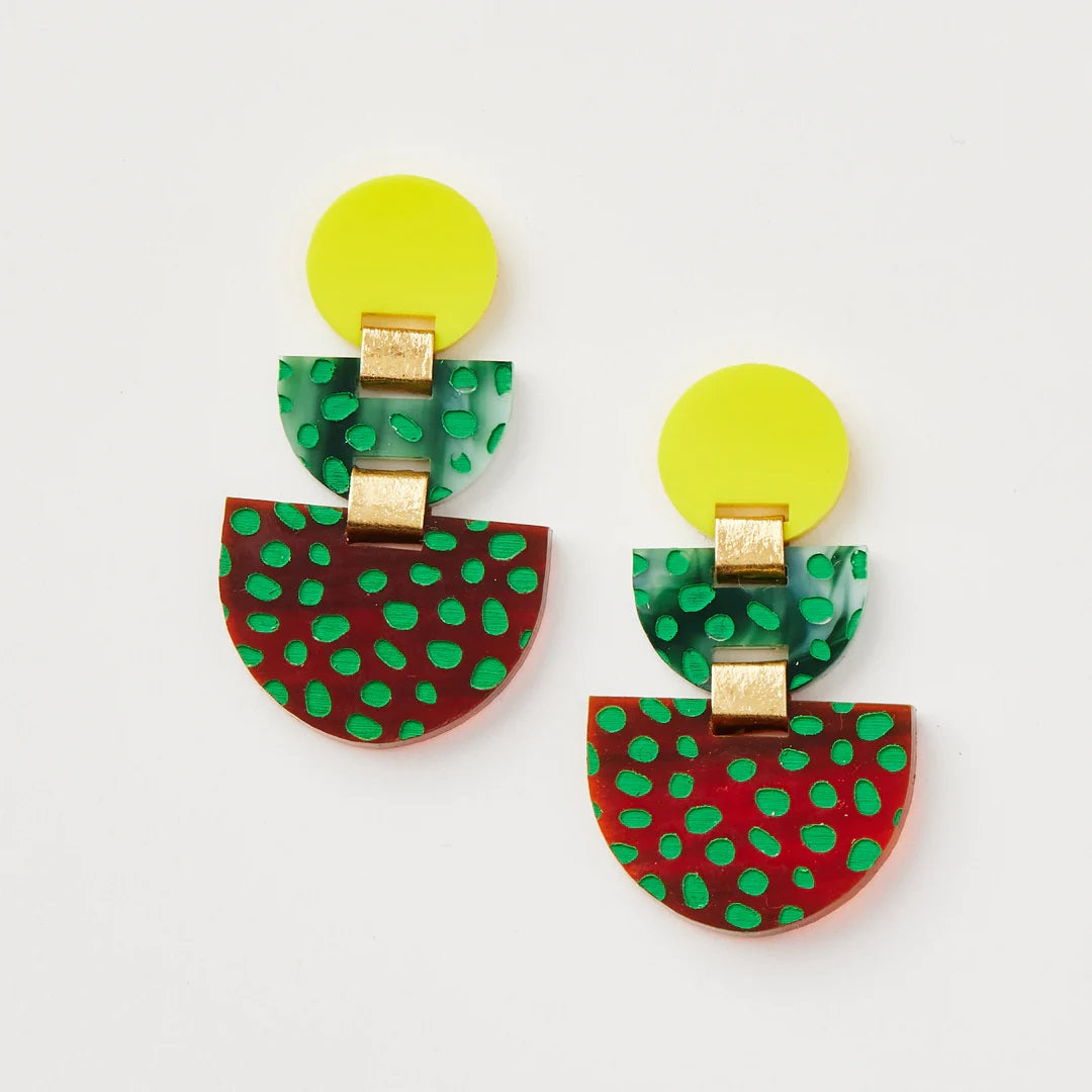 Martha Jean Boat Earrings [COLOUR:Yellow/green]