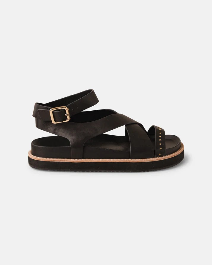 Walnut Pilar Leather Sandal [COLOUR:Black SIZE:37]