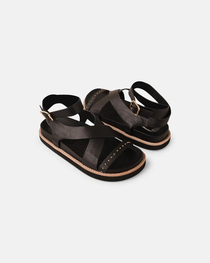 Walnut Pilar Leather Sandal [COLOUR:Black SIZE:37]