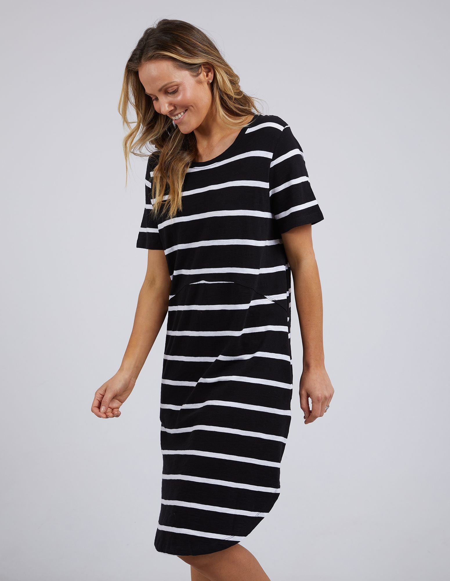 Foxwood Bay Stripe Dress [COLOUR:Black/white stripe SIZE:8]