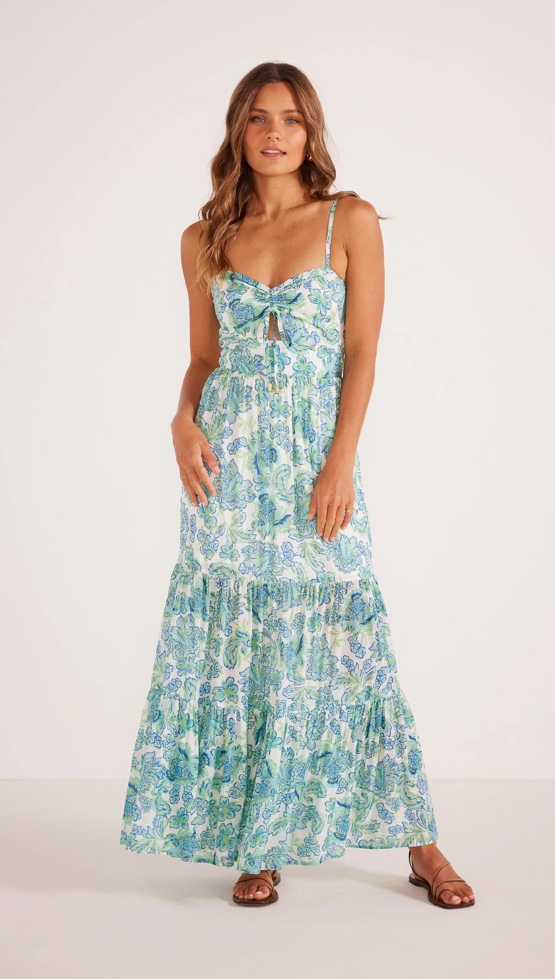 MinkPink Alessia Maxi Dress [COLOUR:Blue Floral SIZE:XS]