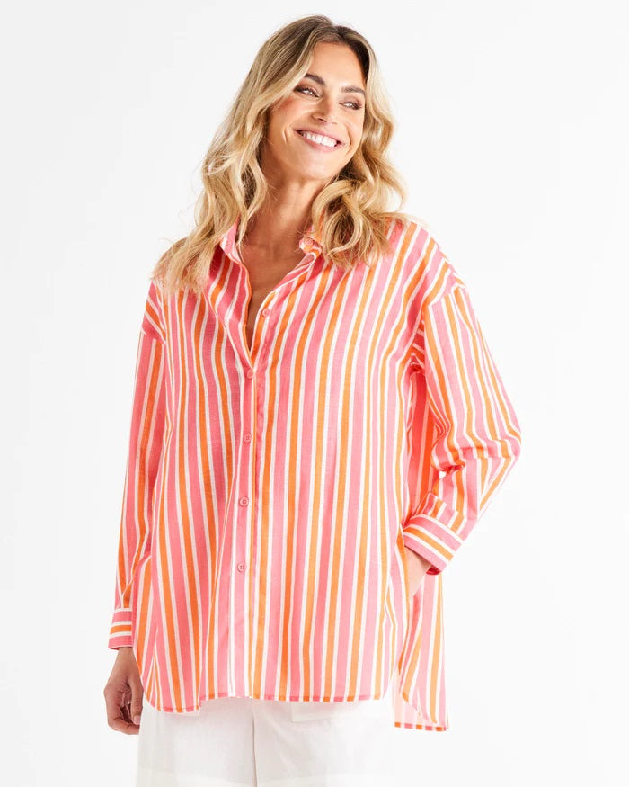 Betty Basics Quinn Shirt [COLOUR:Sundown Stripe SIZE:10]