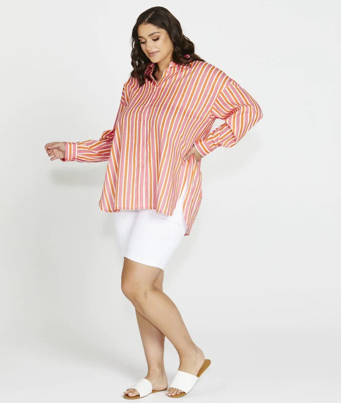 Betty Basics Quinn Shirt [COLOUR:Sundown Stripe SIZE:10]