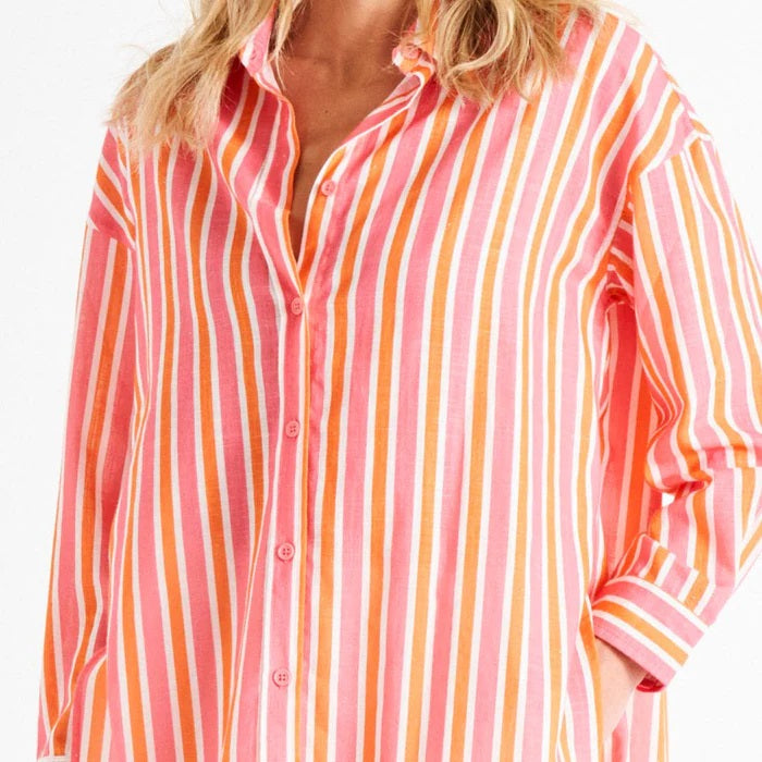 Betty Basics Quinn Shirt [COLOUR:Sundown Stripe SIZE:10]