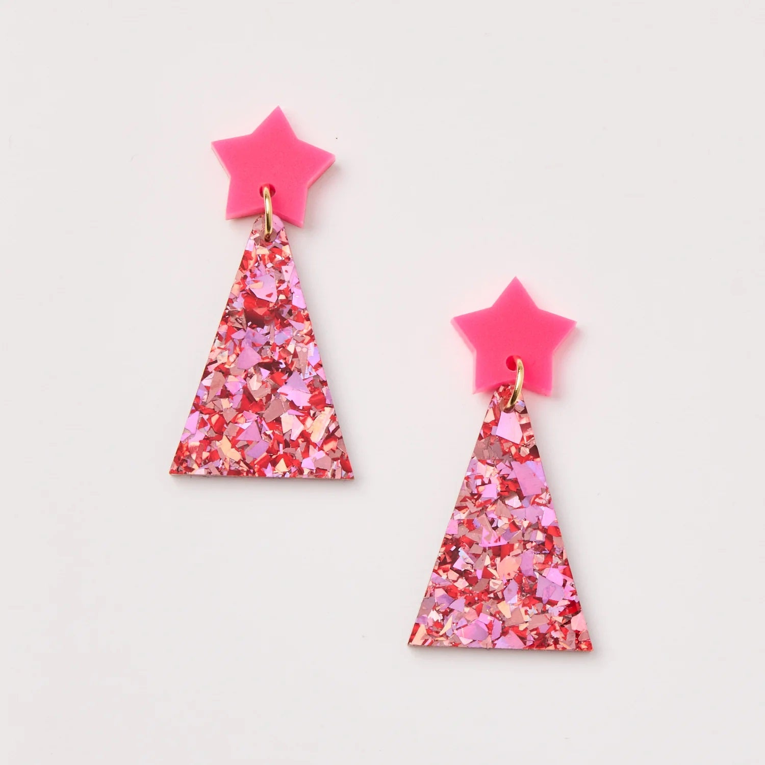 Martha Jean Christmas Tree Earrings [COLOUR:Hot pink/Scarlet]