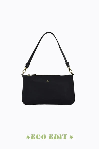Peta + Jain Layla Mini Flat Shoulder Bag [COLOUR:Black Nylon + Gold]