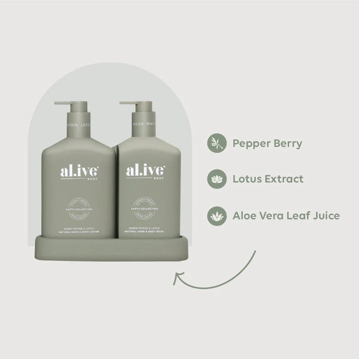 Al.ive Body Wash & Lotion Duo Pack - Green Pepper & Lotus
