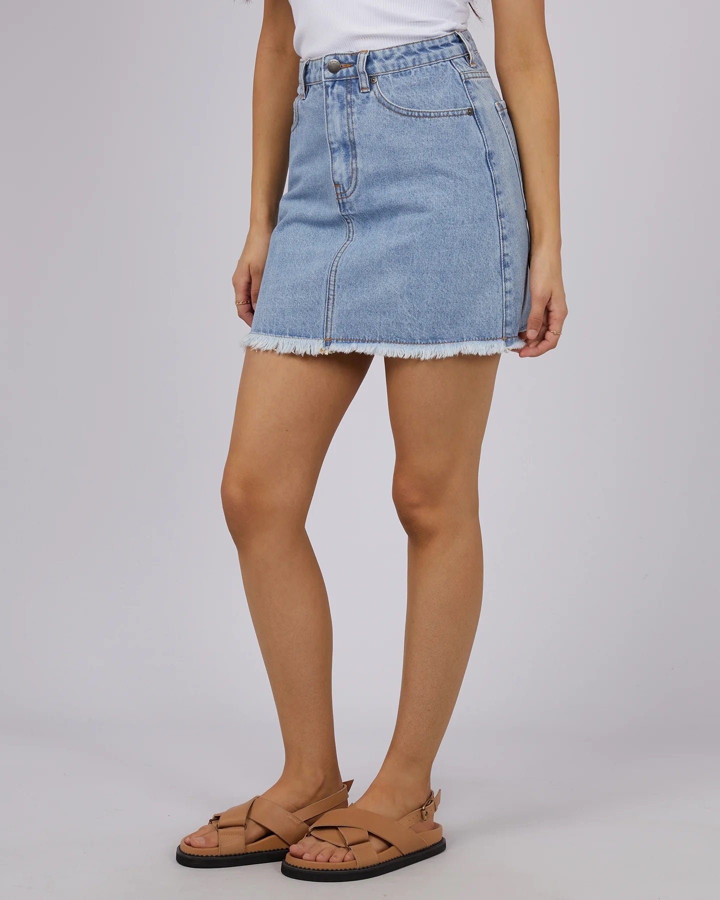 All About Eve Ray Mini Skirt [COLOUR:Light blue denim SIZE:6]