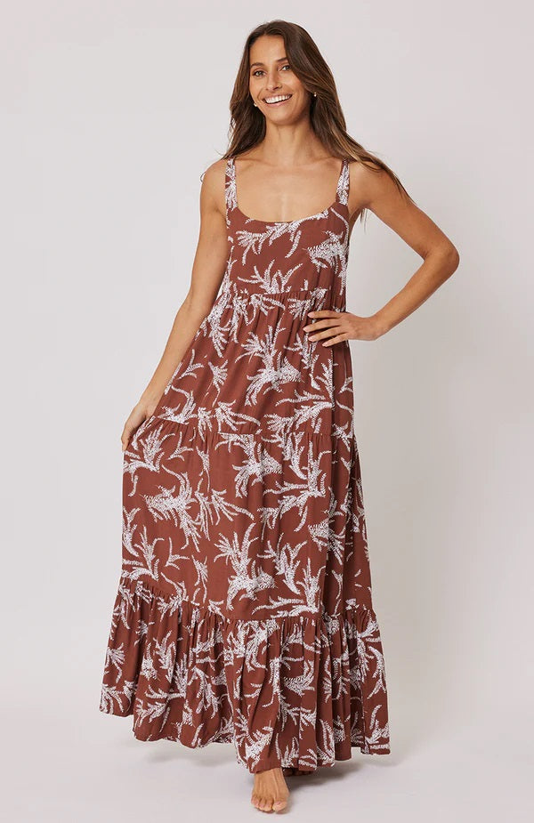 Cartel & Willow Aria Maxi Dress [COLOUR:Cocoa Leaf SIZE:XS]