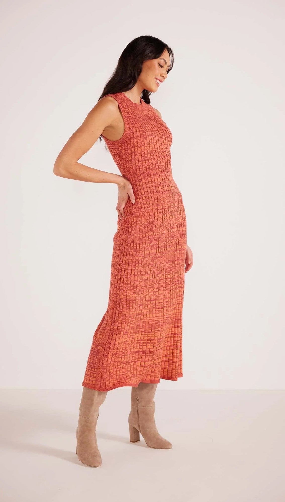 MinkPink Raphael Knit Midi Dress [COLOUR:Amber SIZE:XS]