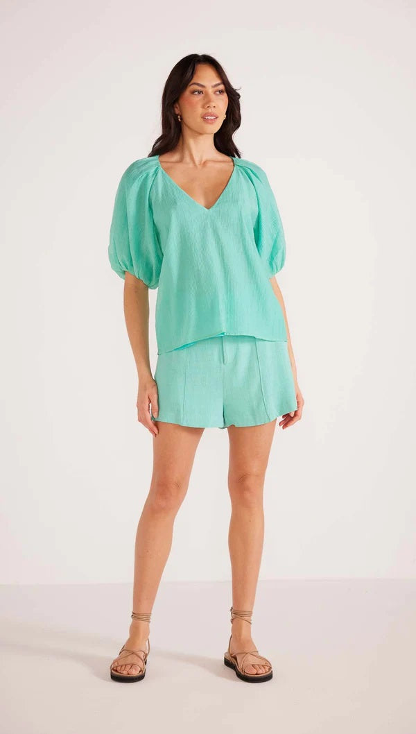 MinkPink Lucie Puff Sleeve Blouse [COLOUR:Mint SIZE:S]