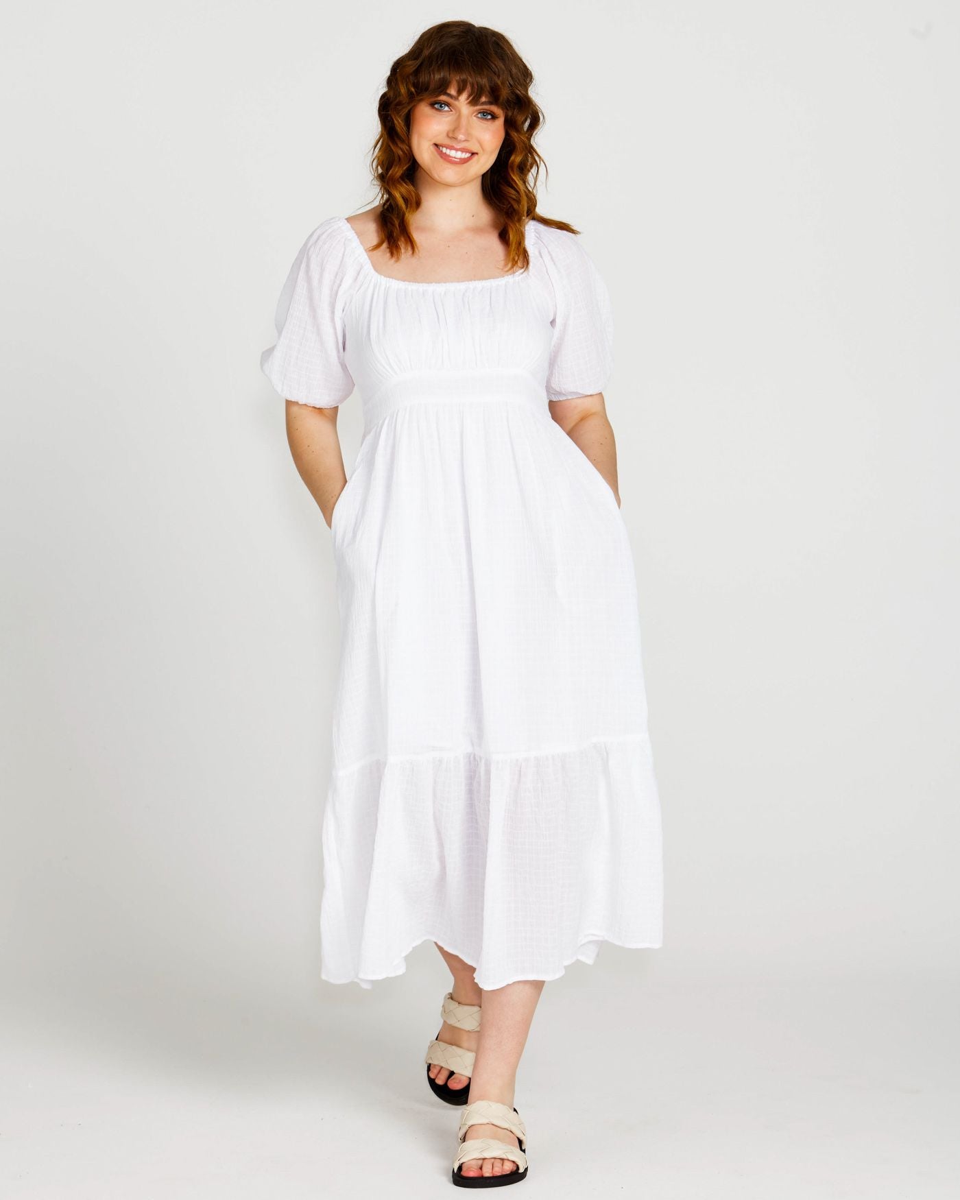 Sass Violet Midi Dress [COLOUR:White SIZE:8]