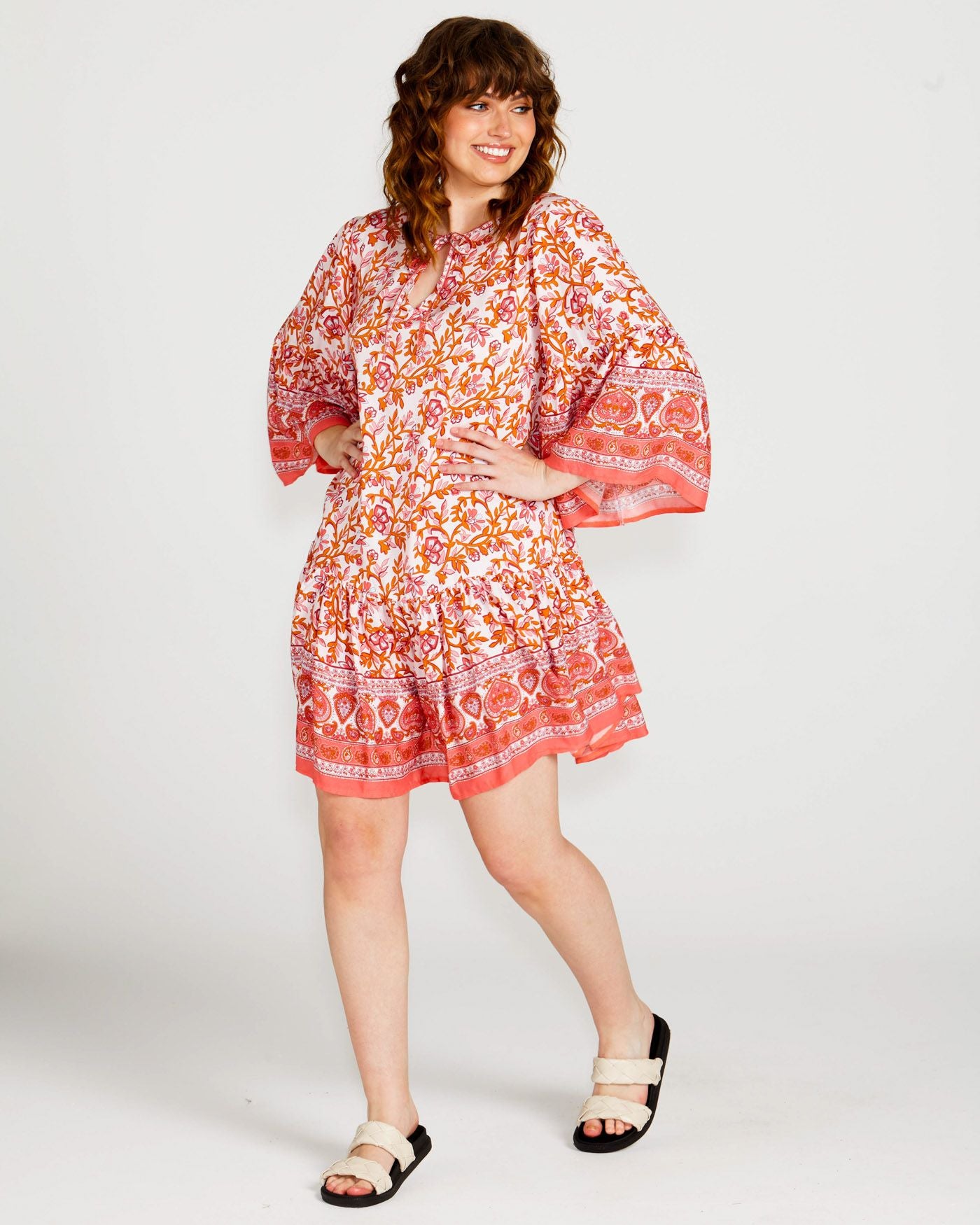 Sass Ashley Smock Mini Dress [COLOUR:Pink Blossom SIZE:10]