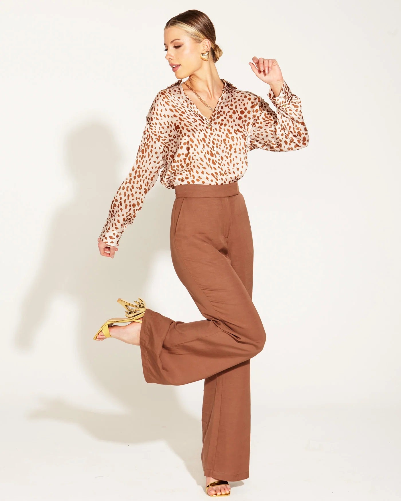 Fate + Becker One And Only High Waisted Pant [COLOUR:Mocha SIZE:8]