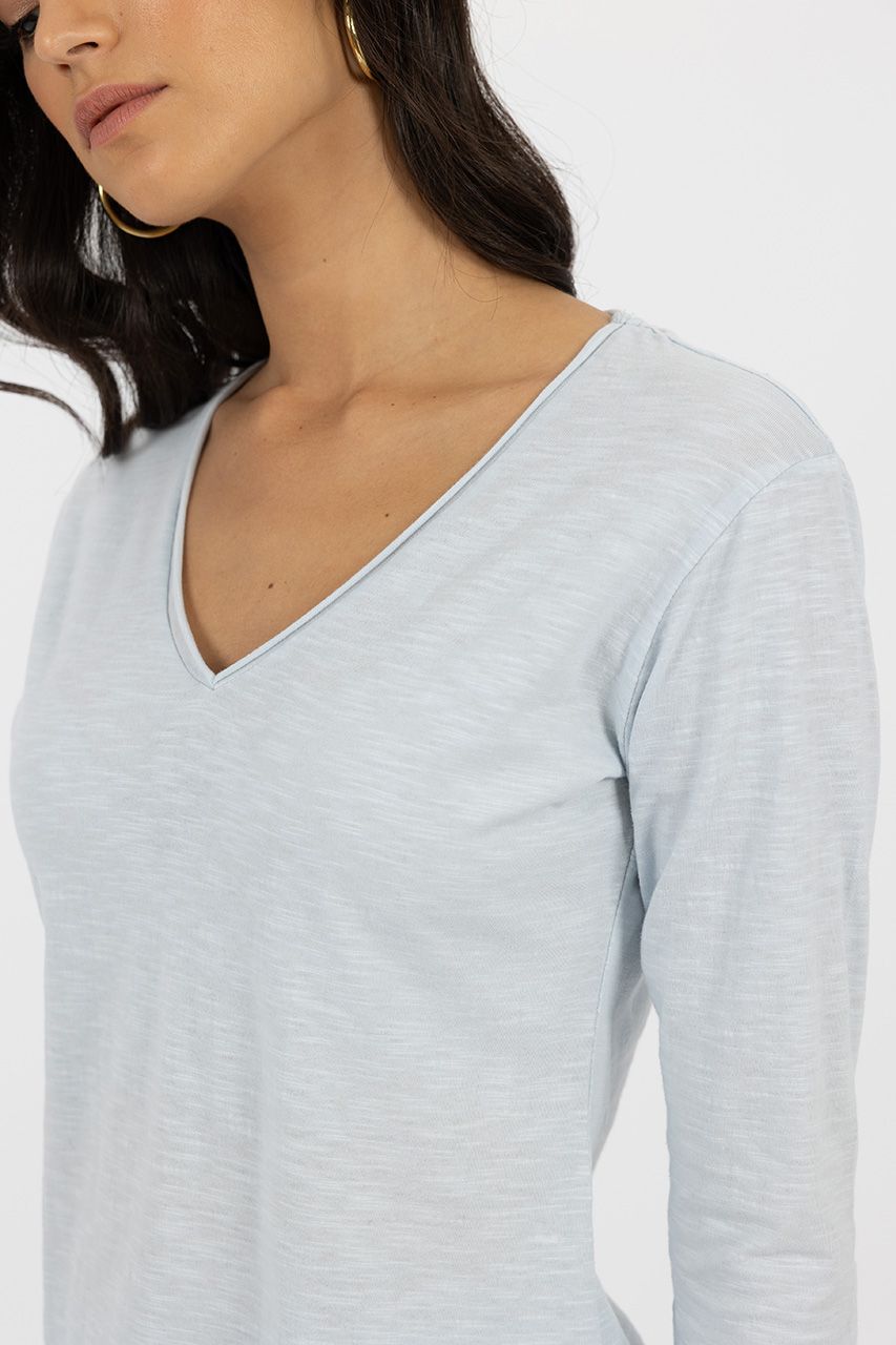 Humidity Stella V-Neck Top [COLOUR:Ice Blue  SIZE:XS]