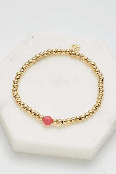 Zafino Gold Bead Bracelet - Gold/pink