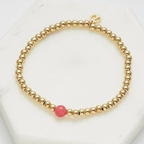 Zafino Gold Bead Bracelet - Gold/pink