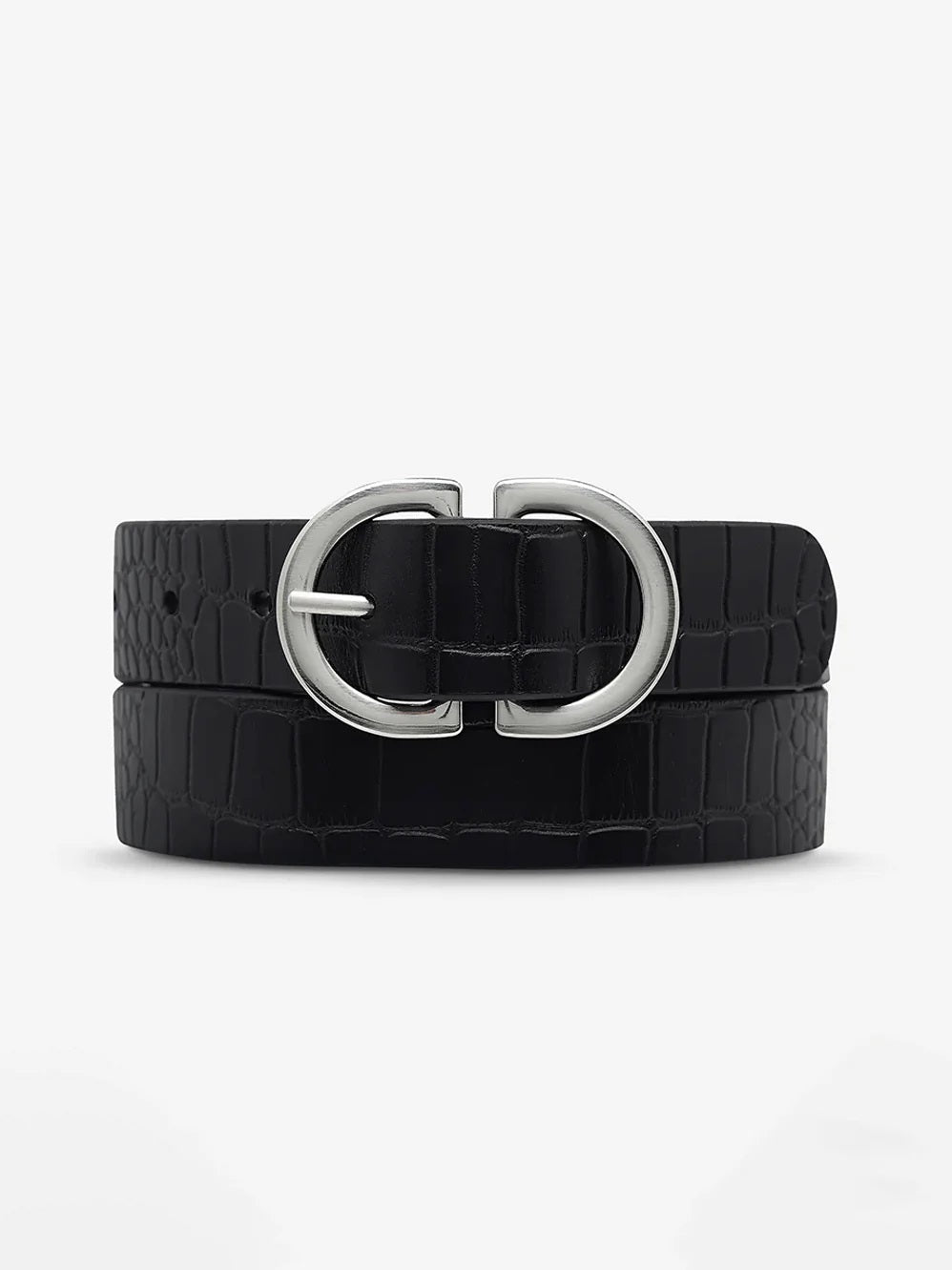 Status Anxiety In Reverse Belt [SIZE:S/M COLOUR:Black Croc]