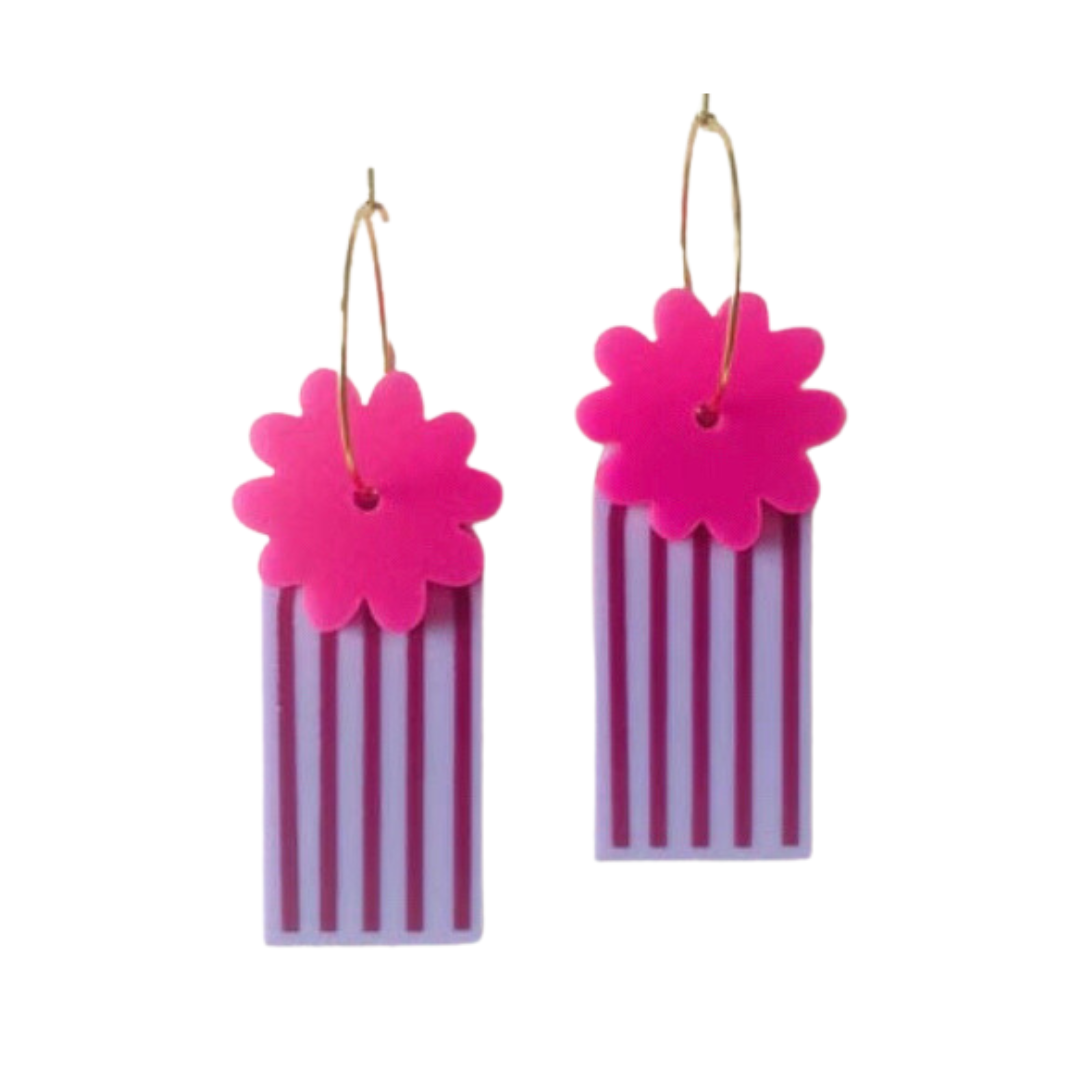 Martha Jean Inez Earrings - Hot Pink/Purple